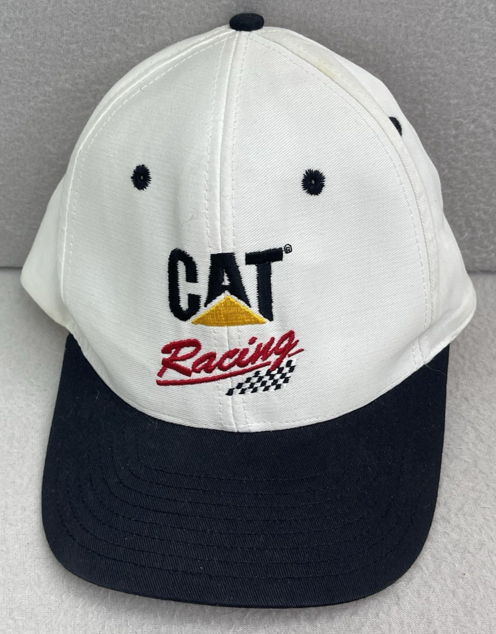 CAT Caterpillar Racing Snapback Hat Vintage NASCAR Trucker Distressed